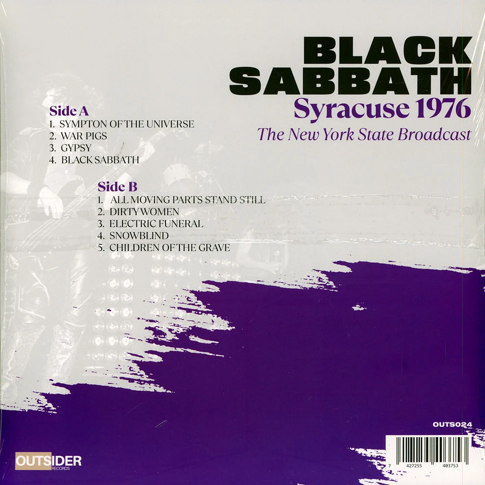 Black Sabbath - Syracuse 1976 - The New York State Broadcast Clear Vinyl Edtion
