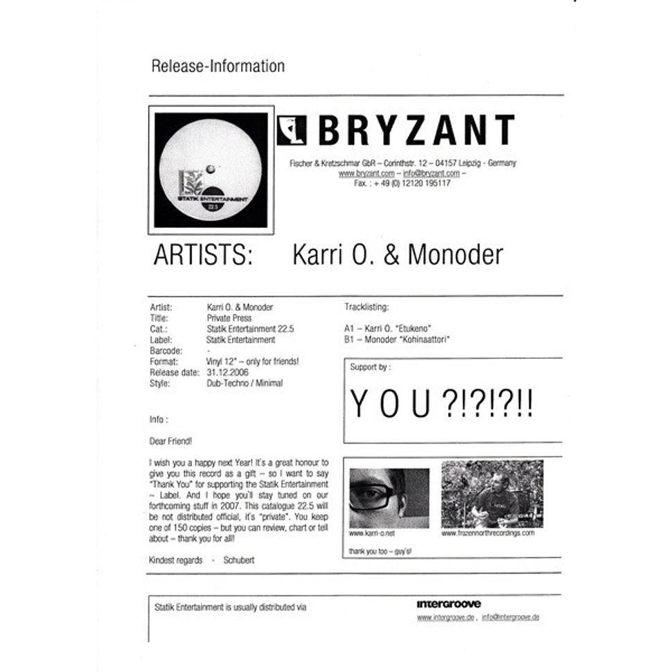 Karri O. / Monoder - Private Press
