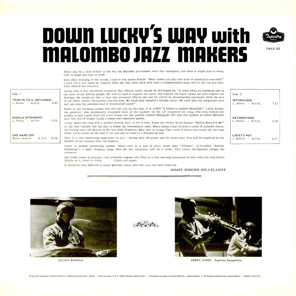 The Malombo Jazz Makers - Down Lucky's Way