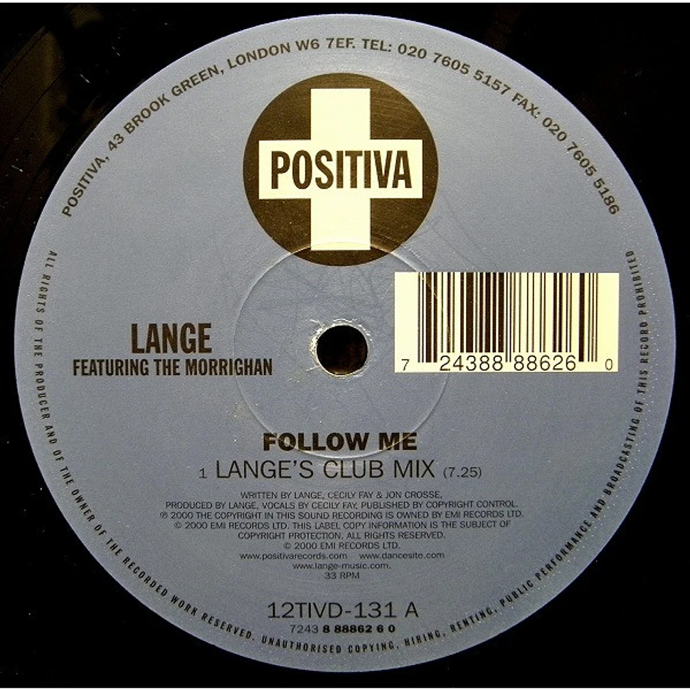 Lange Featuring The Morrighan Follow Me Vinyl 2x12 2000 Uk Original Hhv