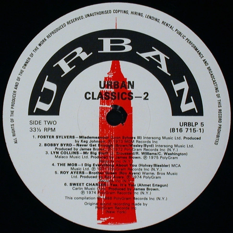 V.A. - Urban Classics 2 - Vinyl LP - 1988 - UK - Original