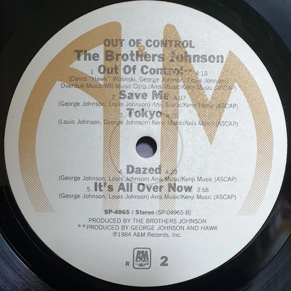 Brothers Johnson - Out Of Control - Vinyl LP - 1984 - US