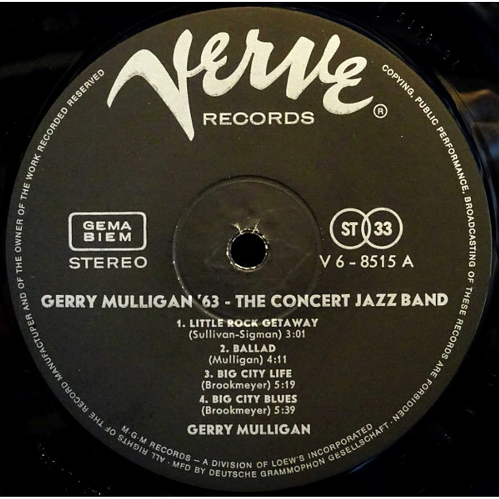 Gerry Mulligan & The Concert Jazz Band - Gerry Mulligan '63