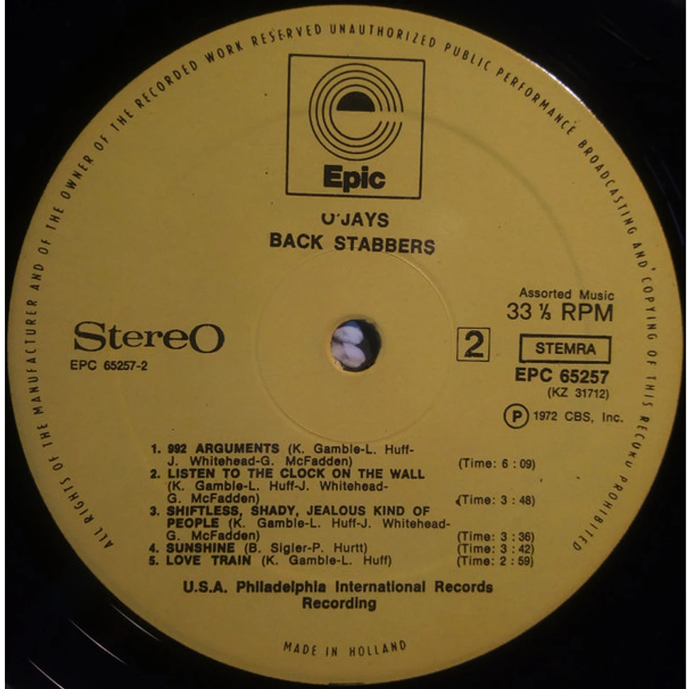 The O'Jays - Back Stabbers