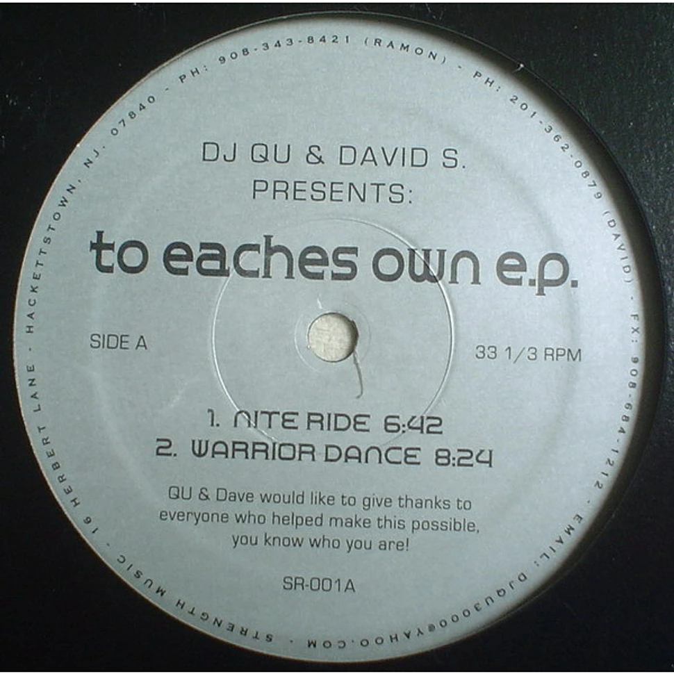 DJ Qu & David S. - To Eaches Own E.P.