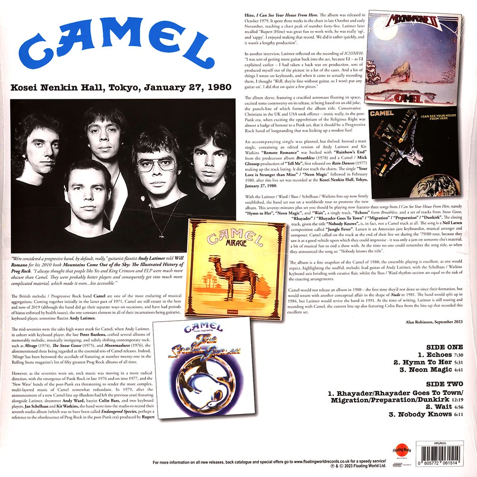 Camel - Kosei Nenkin Hall, Tokyo 1980 Clear Blue Vinyl Edition