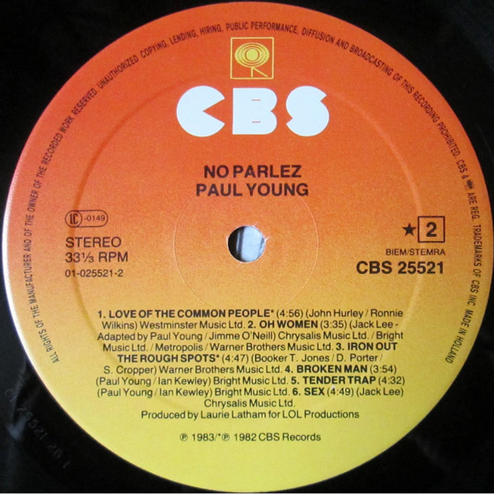 Paul Young No Parlez Vinyl LP 1983 EU Original HHV paul-young-no-parlez-vinyl-lp-1983-eu-original-hhv