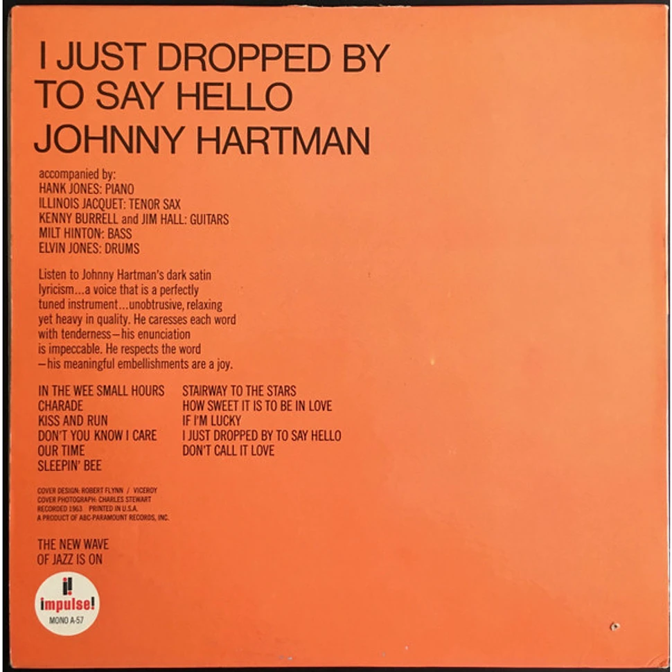 Johnny Hartman - I Just Dropped By To Say Hello - Vinyl LP - 1964