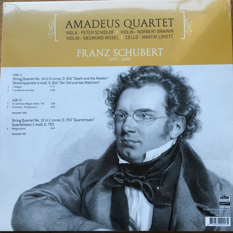 Franz Schubert, Amadeus-Quartett - String Quartet No.14 in D Minor D.810 - "Death And The Maiden", String Quartet No. 12 in C Minor, D. 703 - "Quartettsatz"
