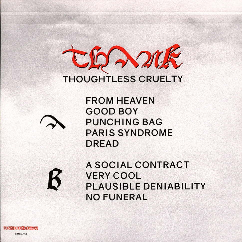 Thank - Thoughtless Cruelty Red Vinyl Edition