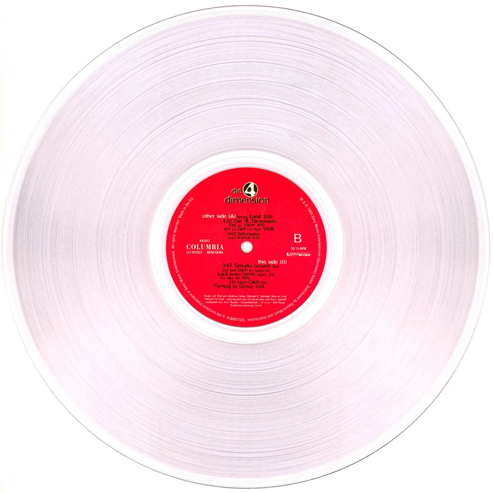 Die Fantastischen Vier - Die 4. Dimension 30 Jahre Remastered Clear Vinyl Edition