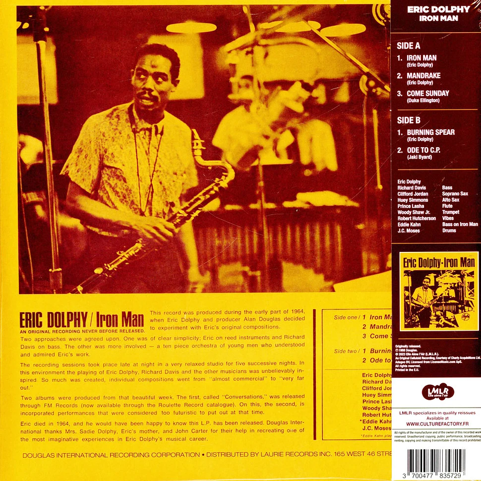 Eric Dolphy - Iron Man Black Friday Record Store Day 2023 Gold & Black Marbled Vinyl Edition