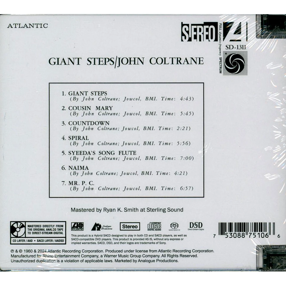 John Coltrane - Giant Steps Atlantic 75 Series Sacd