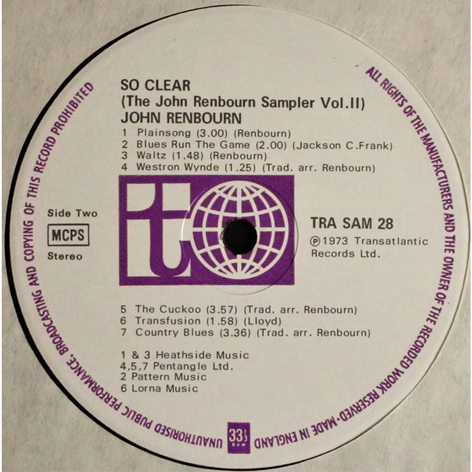 John Renbourn - So Clear (The John Renbourn Sampler Volume Two)