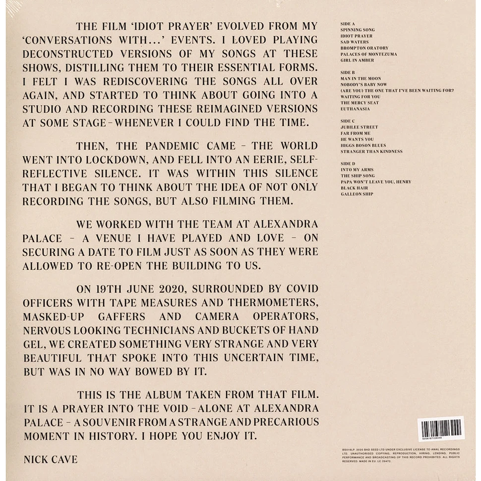 Nick Cave & The Bad Seeds - Idiot Prayer: Nick Cave Alone At Alexandra Palace