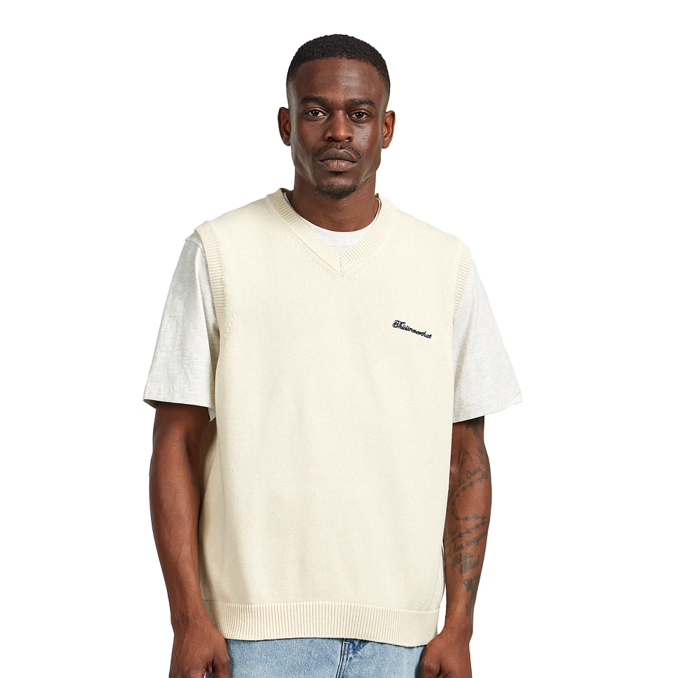 thisisneverthat - Script Logo Knit Vest (Ivory) | HHV