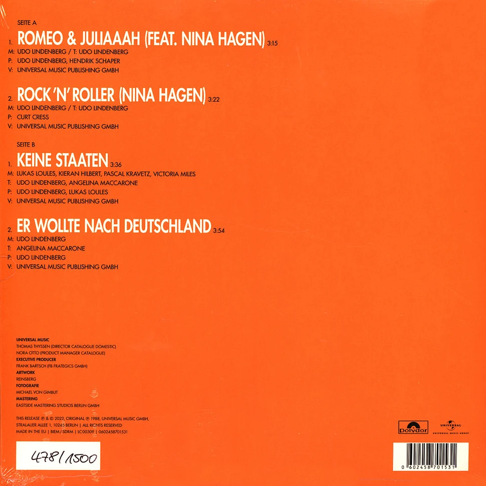 Udo Lindenberg - Romeo & Juliaaah Orange Vinyl Edition