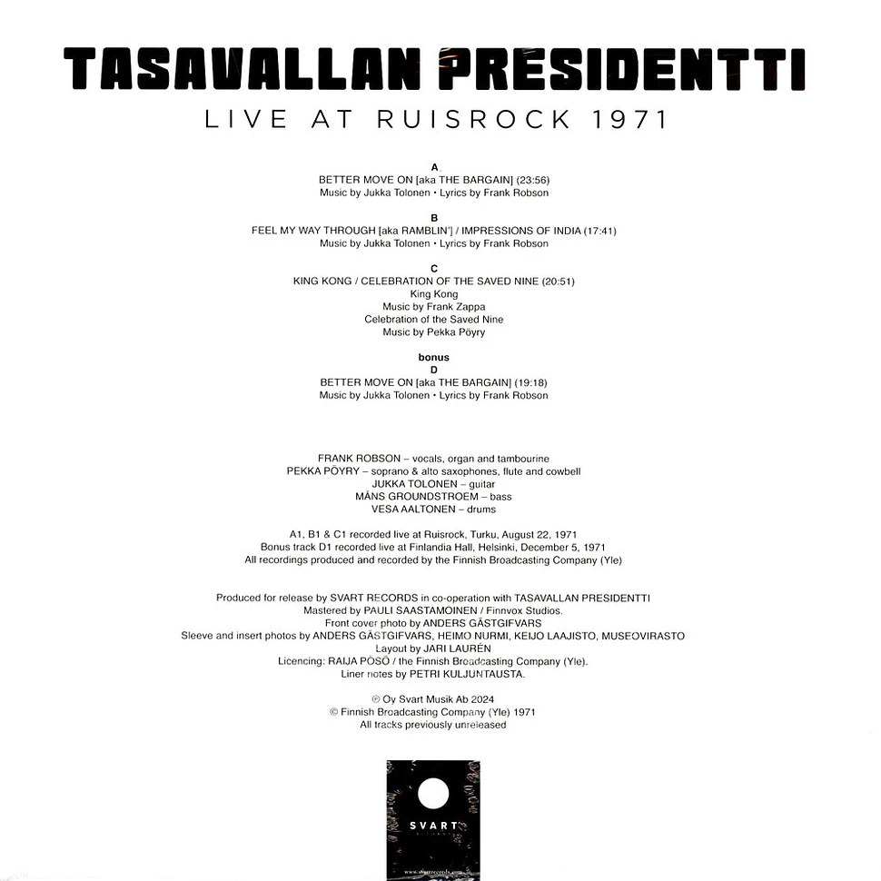 Tasavallan Presidentti - Live At Ruisrock 1971 Transparent Purple Vinyl Edition