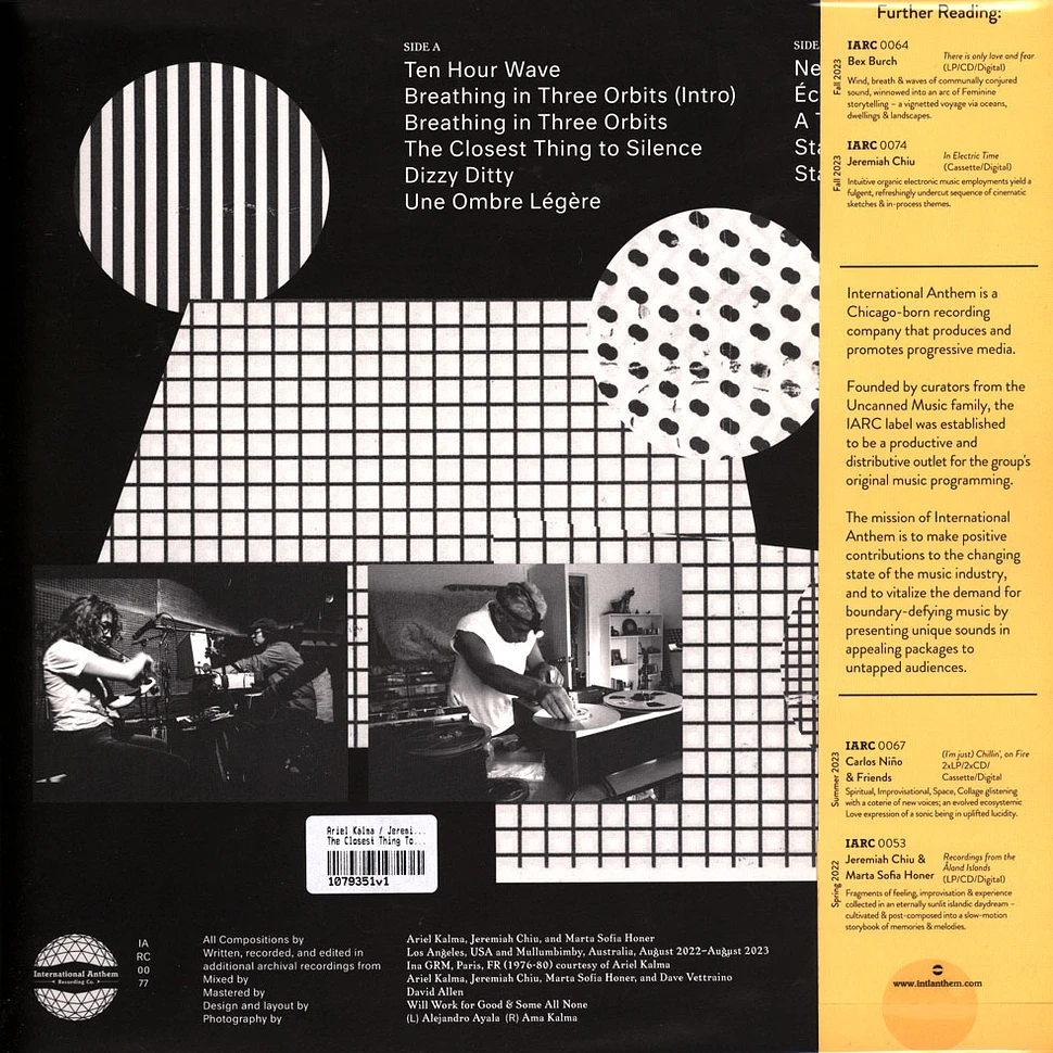 Ariel Kalma / Jeremiah Chiu / Marta Sofia Honer - The Closest Thing To Silence Silent Gray Vinyl Editon