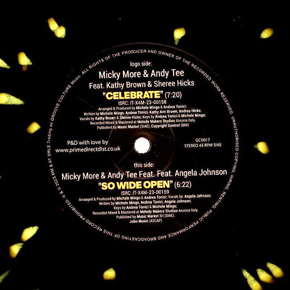 Micky More & Andy Tee - Celebrate / So Wide Open Black & Yellow Splatter Effect Edition