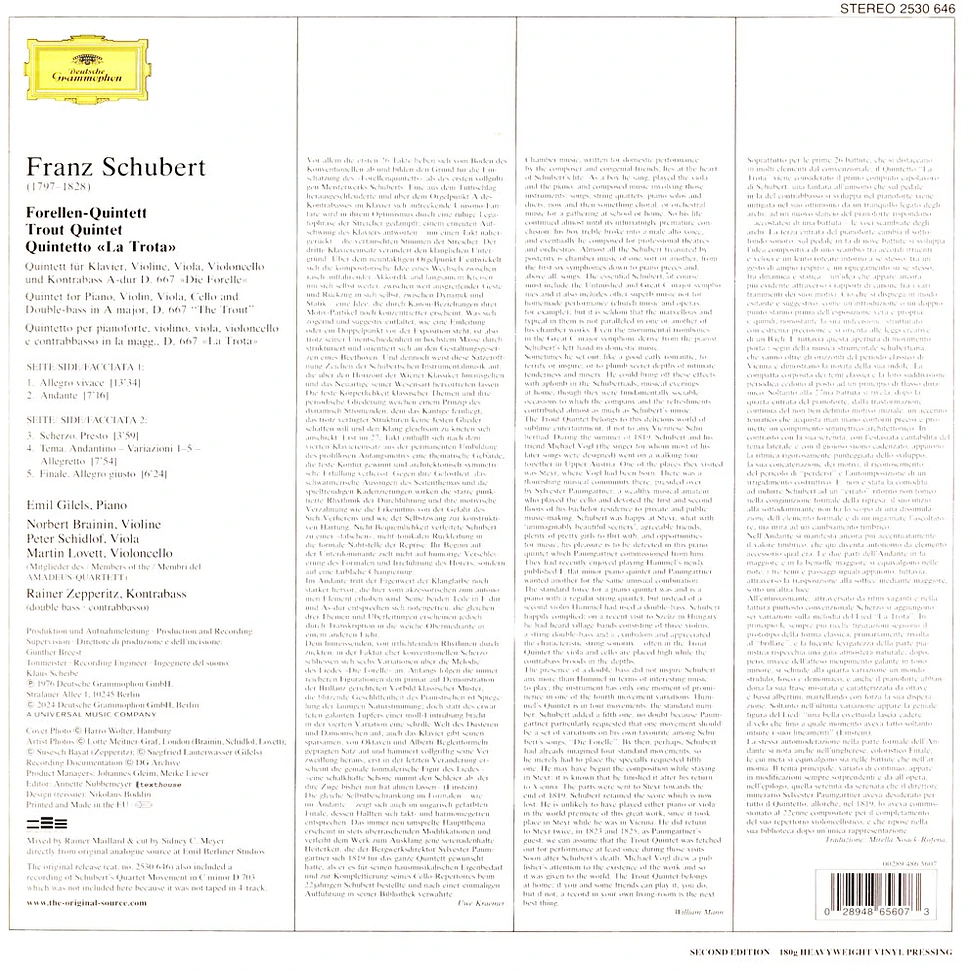 Emil Gilels, Amadeus Quartet & Rainer Zepperitz - Schubert:Klavierquintett A-Dur Original Source
