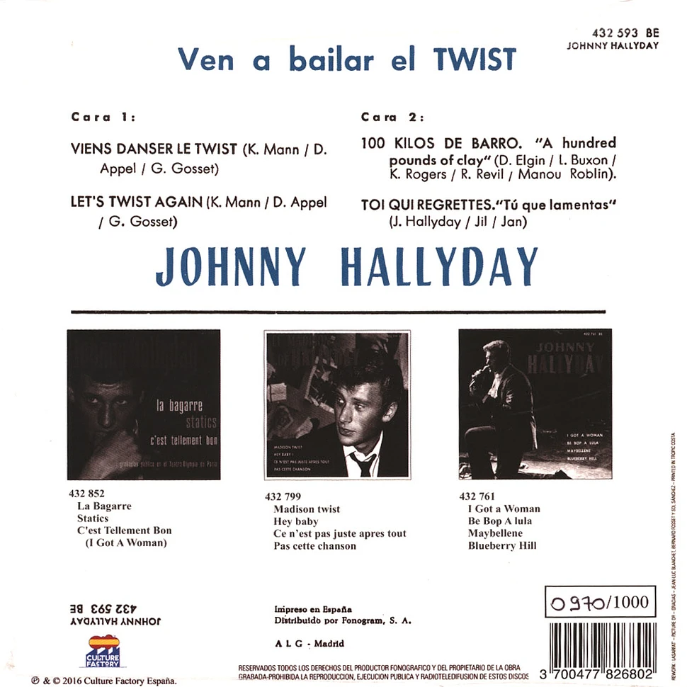 Johnny Hallyday - 100 Kilos De Barro