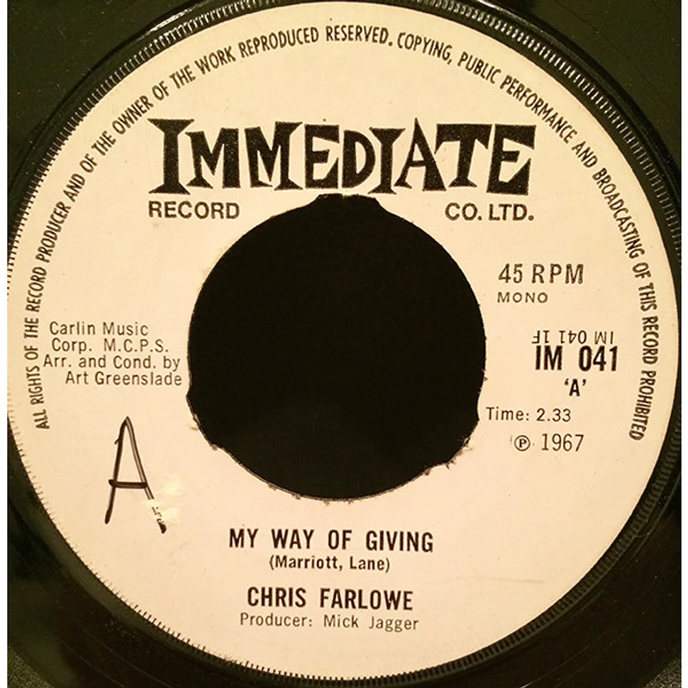 Chris Farlowe - My Way Of Giving