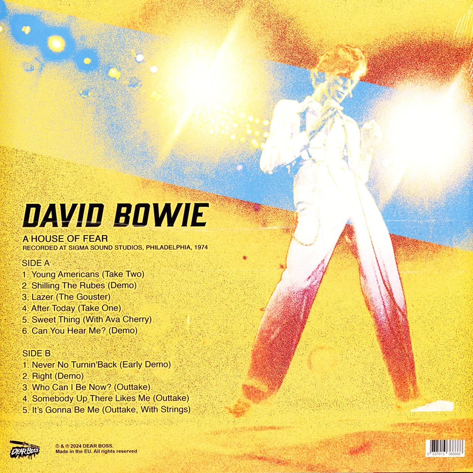 David Bowie - A House Of Fear: Live At Sigma Sound Studios Philadelphia 1974 Yellow Vinyl Edtion