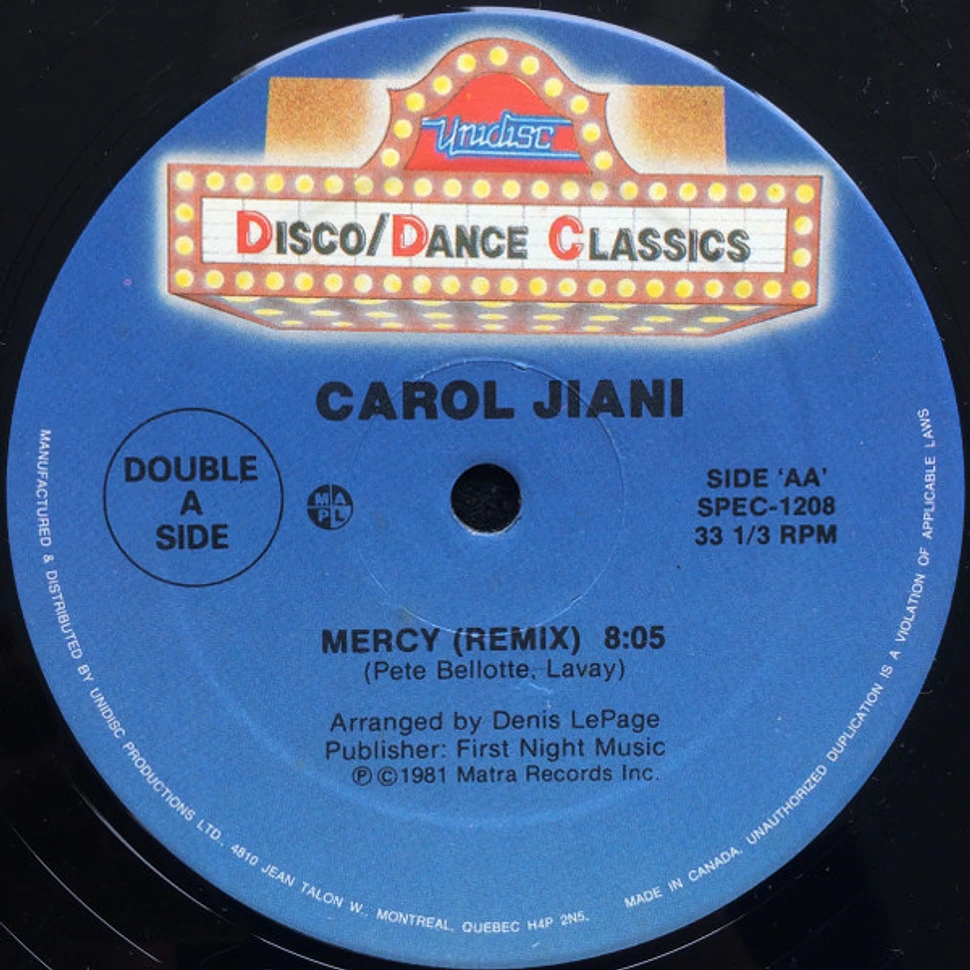 Carol Jiani - Hit 'N Run Lover (MDR Version) / Mercy (Remix)