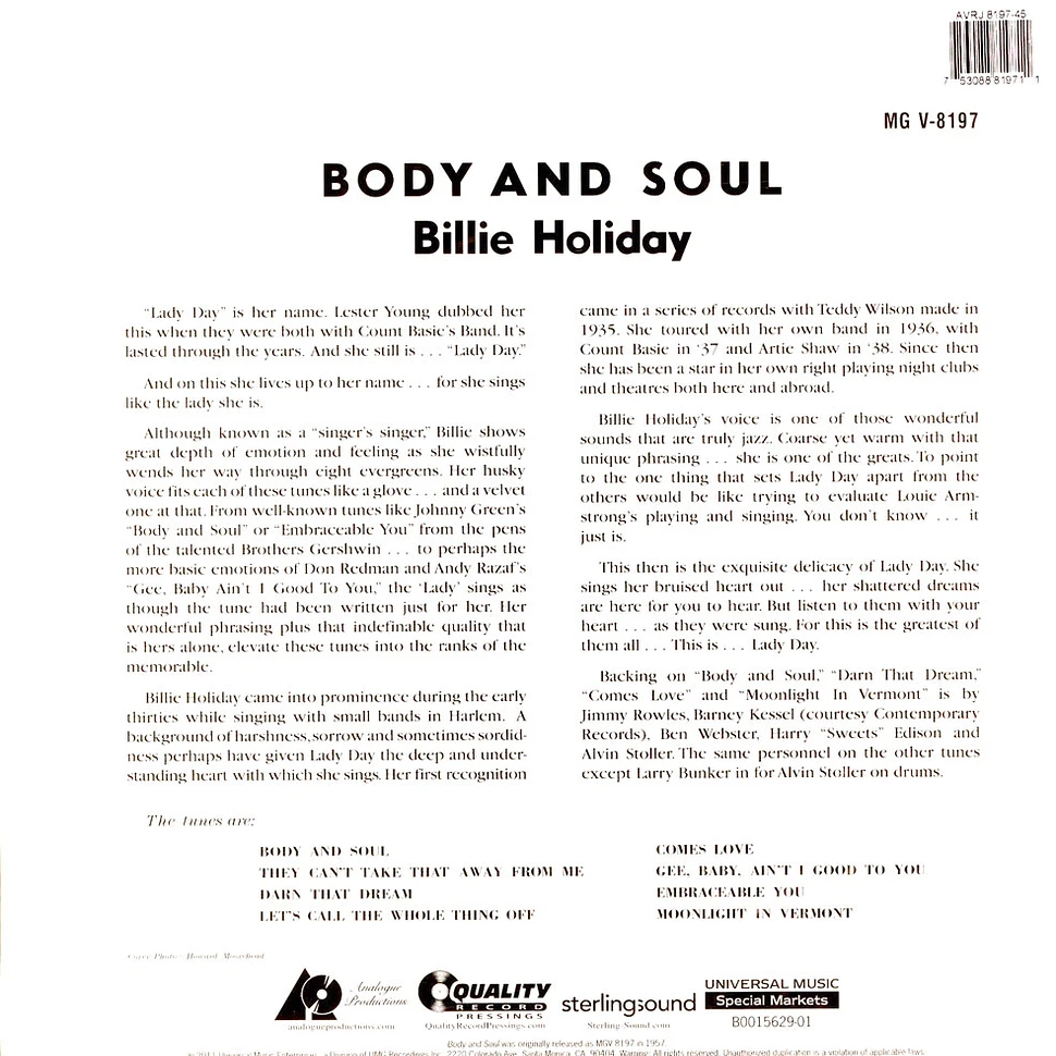 Billie Holiday - Body And Soul Mono Edition