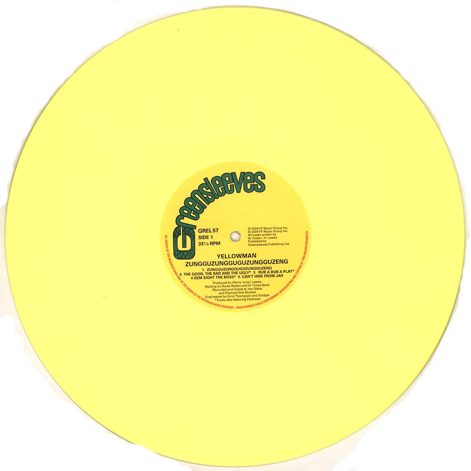 Yellowman - Zunguzenguguzeng Record Store Day 2024 Yellow Vinyl Editoin