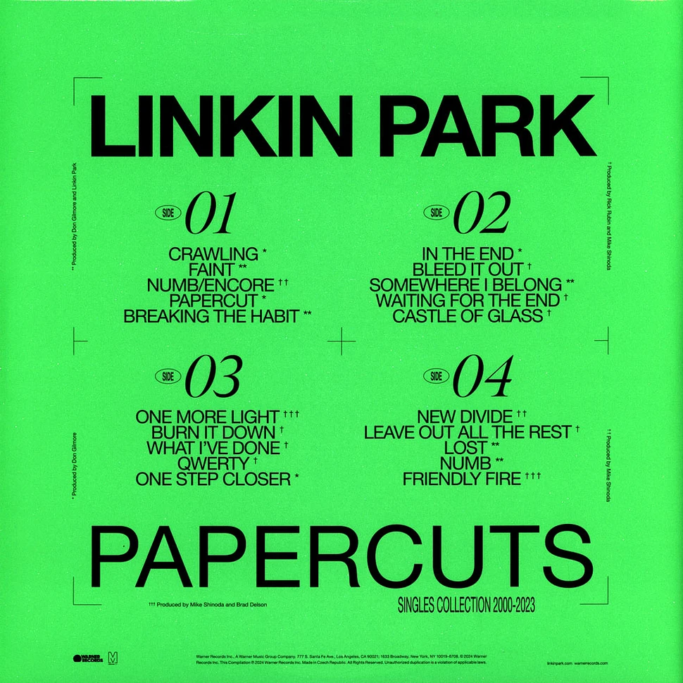 Linkin Park - Papercuts Singles Collection 2000-2023 Black Vinyl Edition