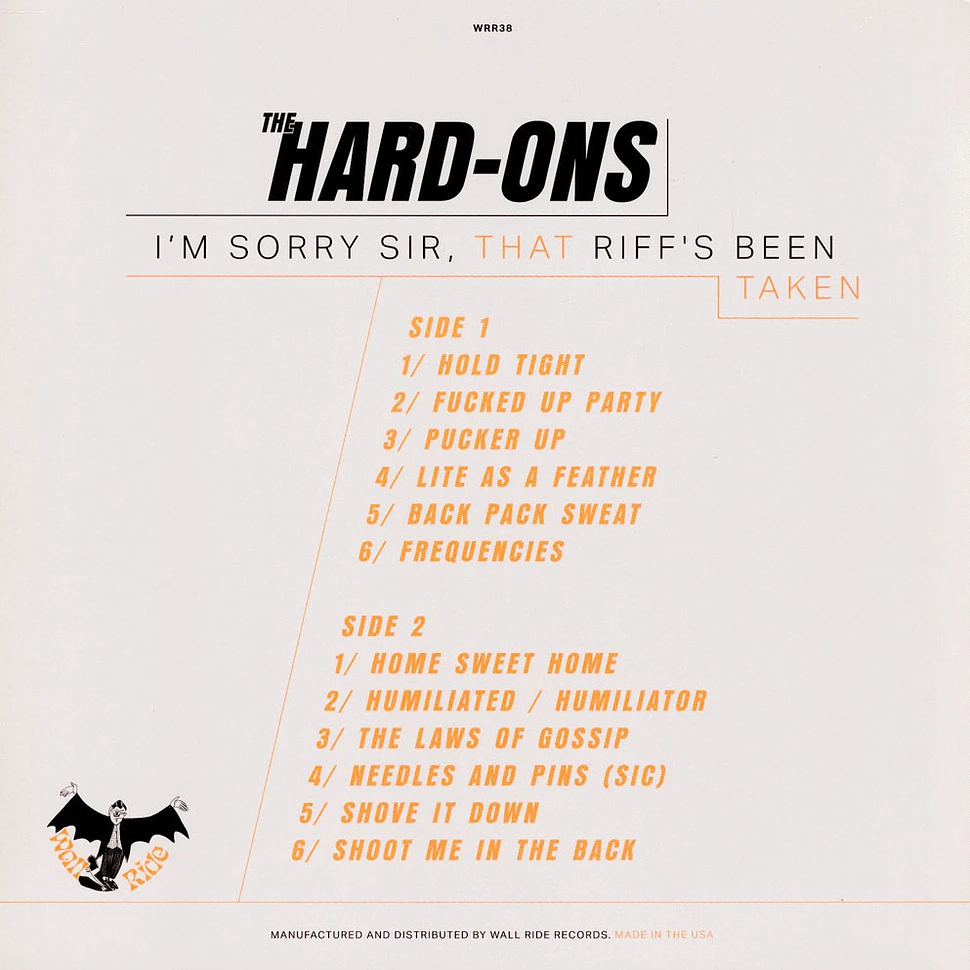 Hard-Ons - I'm Sorry Sir, That Riff's Been Taken Colored Vinyl Edition