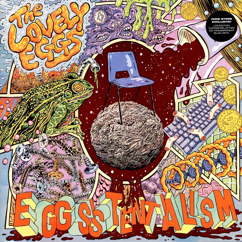 The Lovely Eggs - Eggsistentialism Transparent Blue Coffee Splatter Vinyl Edition
