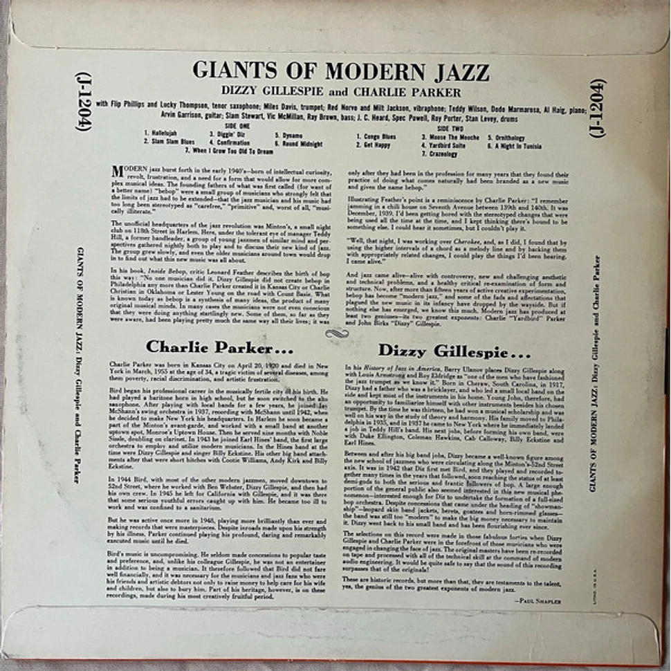 Dizzy Gillespie And Charlie Parker - Giants Of Modern Jazz