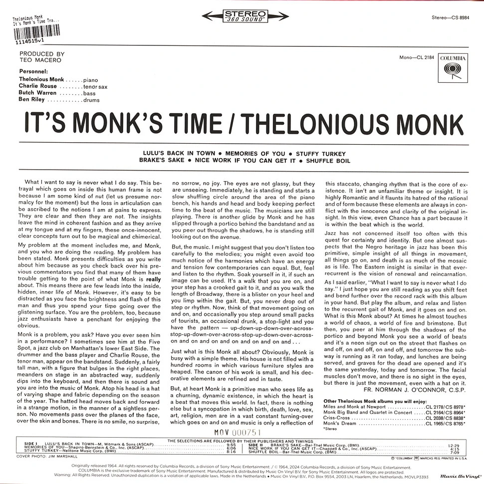 Thelonious Monk - It's Monk's Time Translucent Vinyl Edition