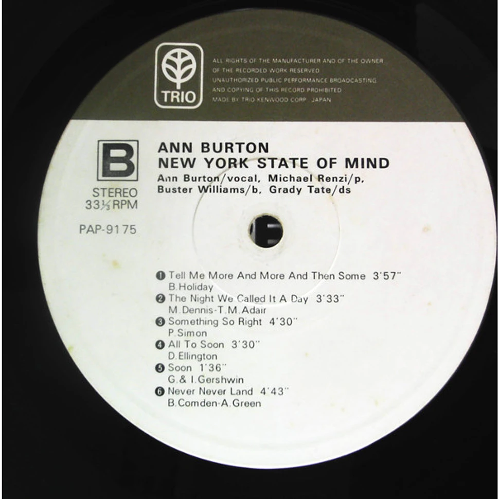 Ann Burton - New York State Of Mind