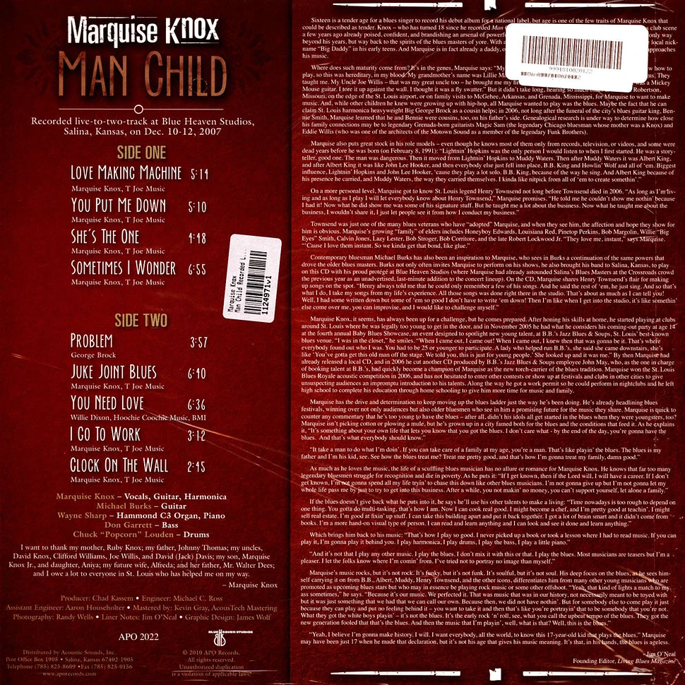 Marquise Knox - Man Child Recorded Live At The Blue Heaven Studios Dec 2007