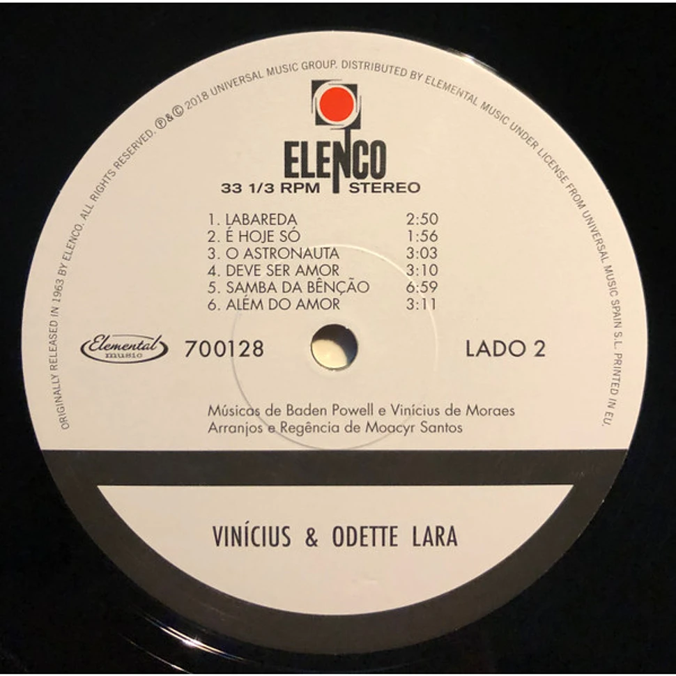 Vinicius De Moraes & Odette Lara Vinicius & Odette Lara Vinyl LP