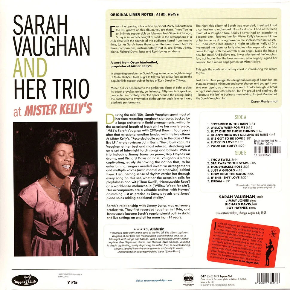 Sarah Vaughan And Her Trio - At Mister Kellys