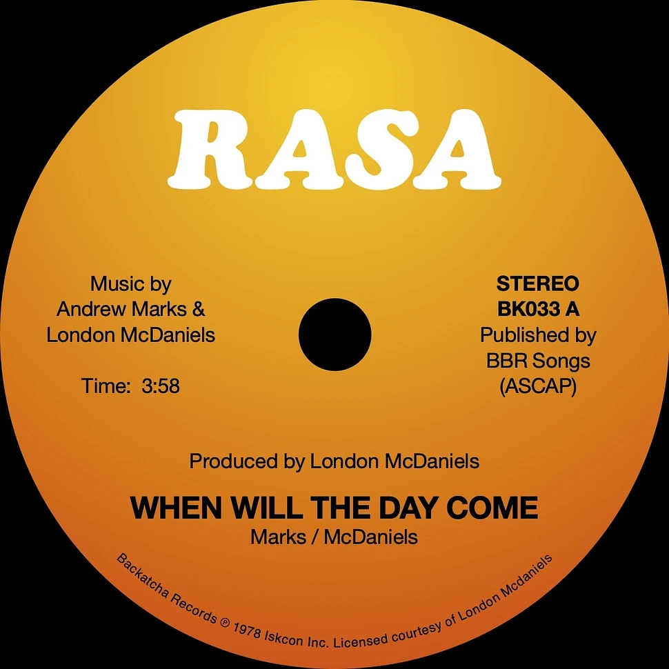 Rasa - When Will The Day Come / Within The Sound Colored Vinyl Edition