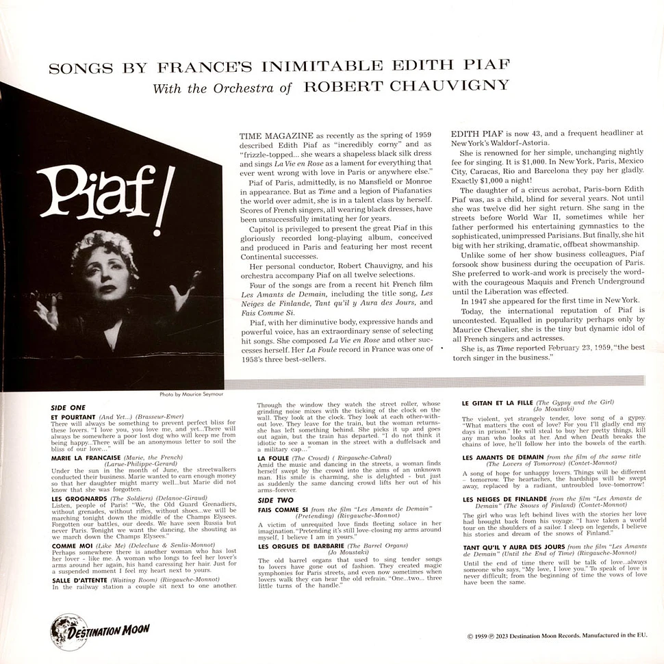Edith Piaf - Piaf ! Clear Vinyl Edtion