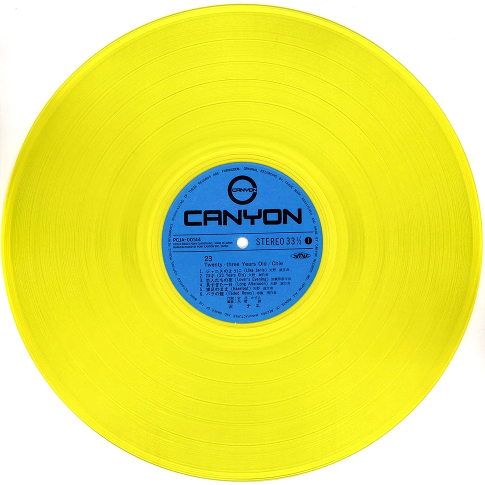 Chie Sawa - 23 Twenty-Three Years Old Yellow Vinyl Edtion