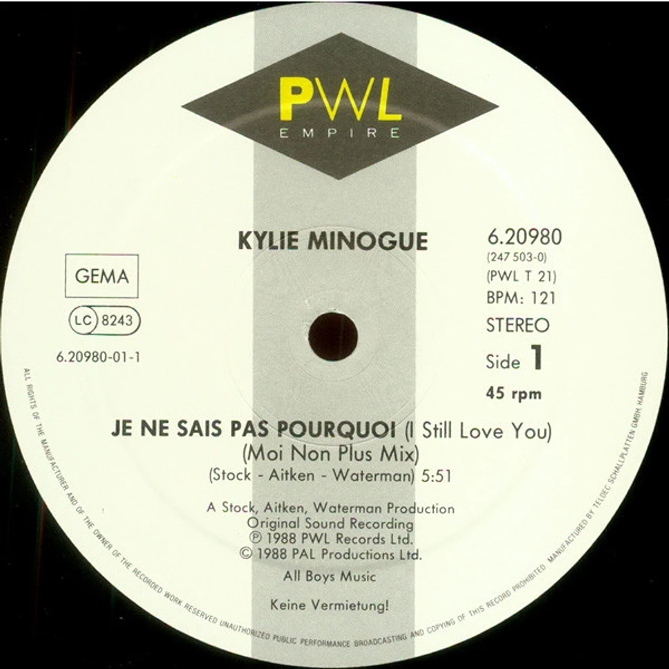 Kylie Minogue - Je Ne Sais Pas Pourquoi (I Still Love You) / Made In Heaven