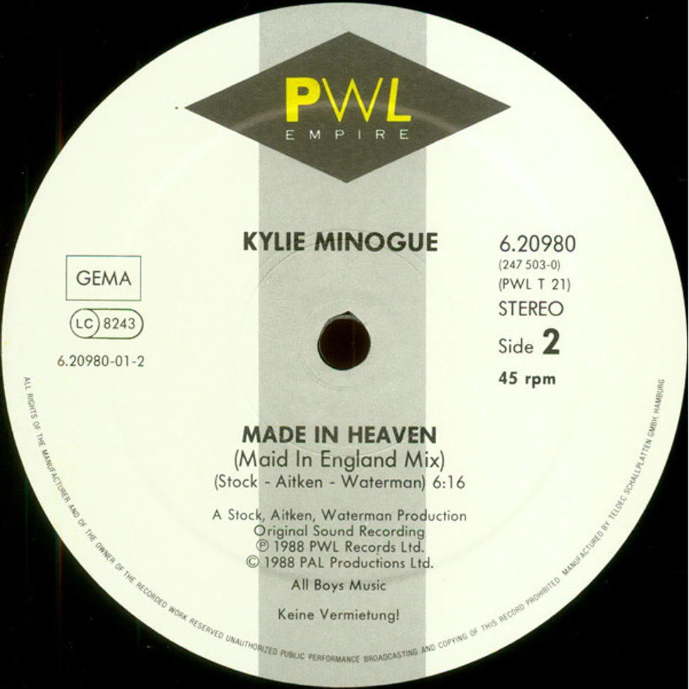 Kylie Minogue - Je Ne Sais Pas Pourquoi (I Still Love You) / Made In Heaven