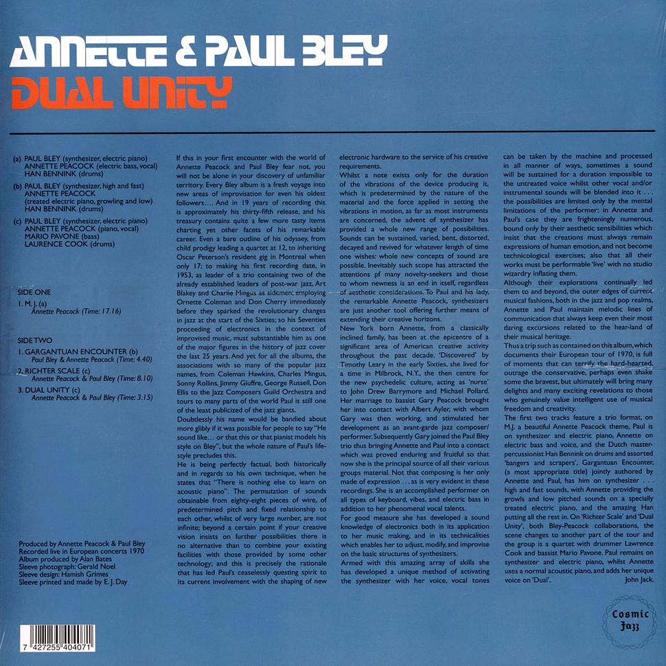 Annette Peacock And Paul Bley - Dual Unity