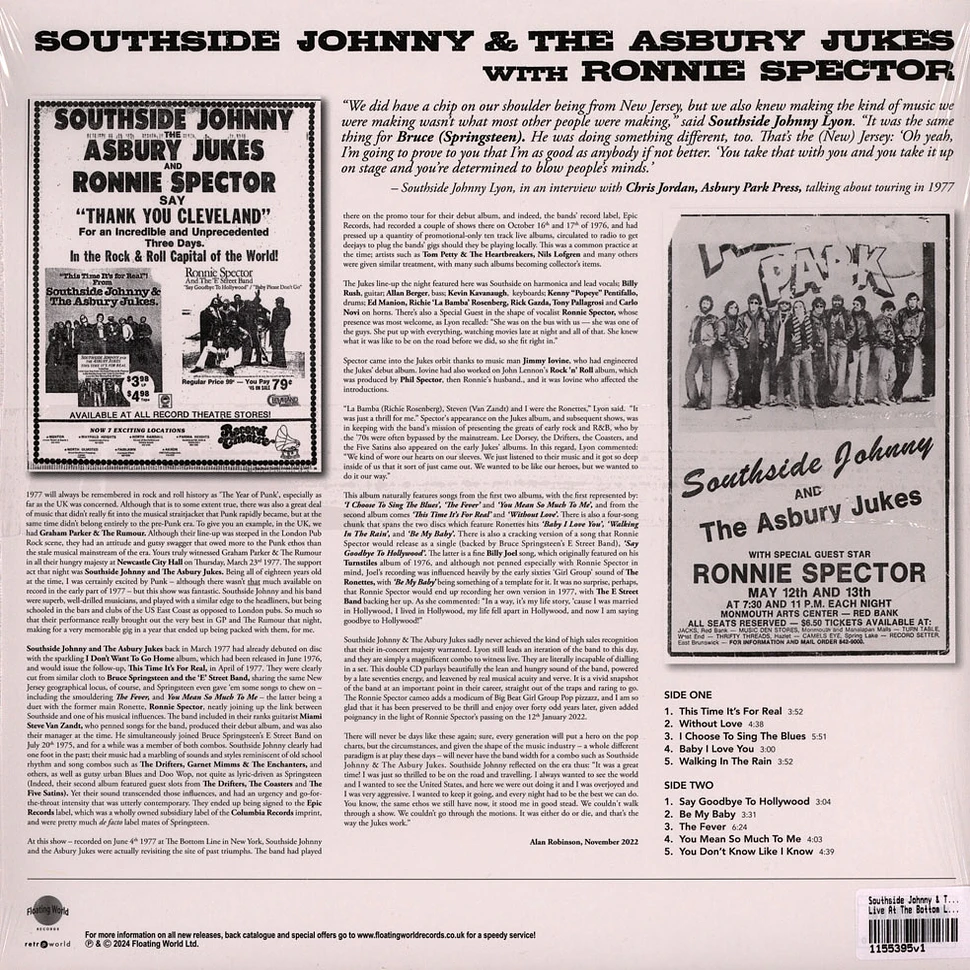 Southside Johnny & The Asbury Jukes - Live At The Bottom Line 1977 Clear Red Vinyl Edition