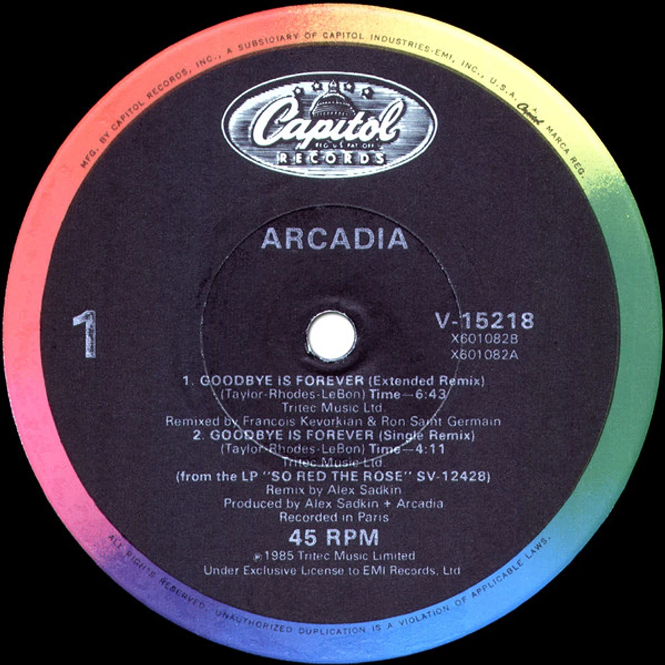 Arcadia - Goodbye Is Forever