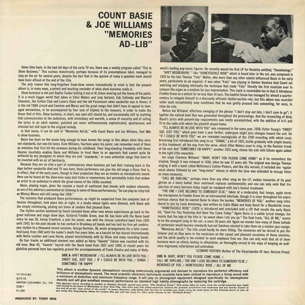 Joe Williams / Count Basie - Memories Ad-Lib