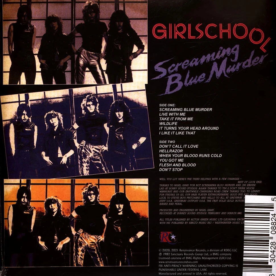 Girlschool - Screaming Blue Murder Blue Marble Vinyl Edition